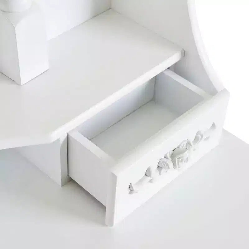 White Density Plate Painted Four Drawers Single Mirror European Dressing Table Set