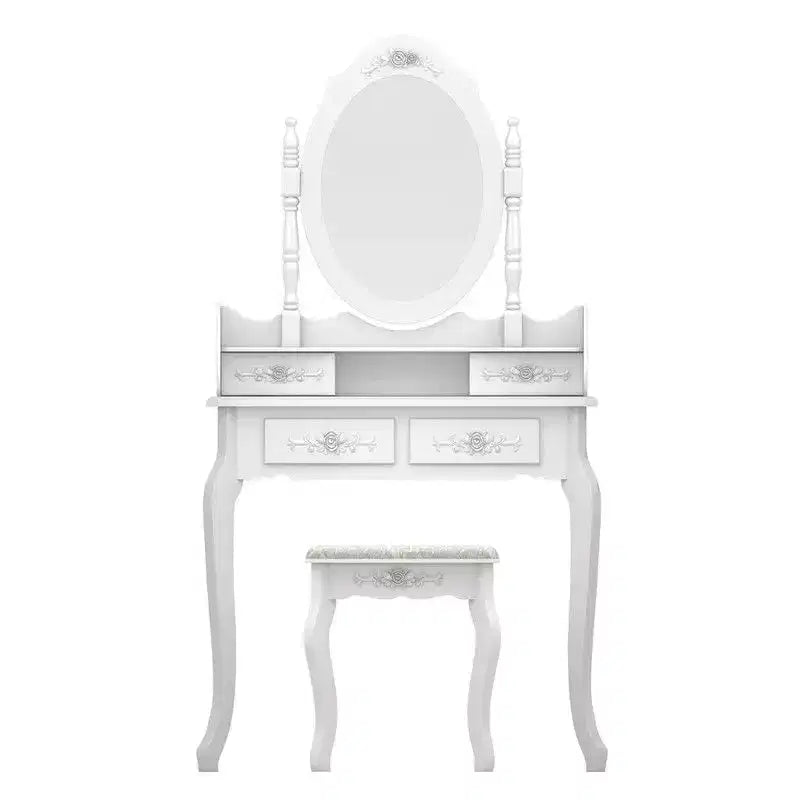 White Density Plate Painted Four Drawers Single Mirror European Dressing Table Set