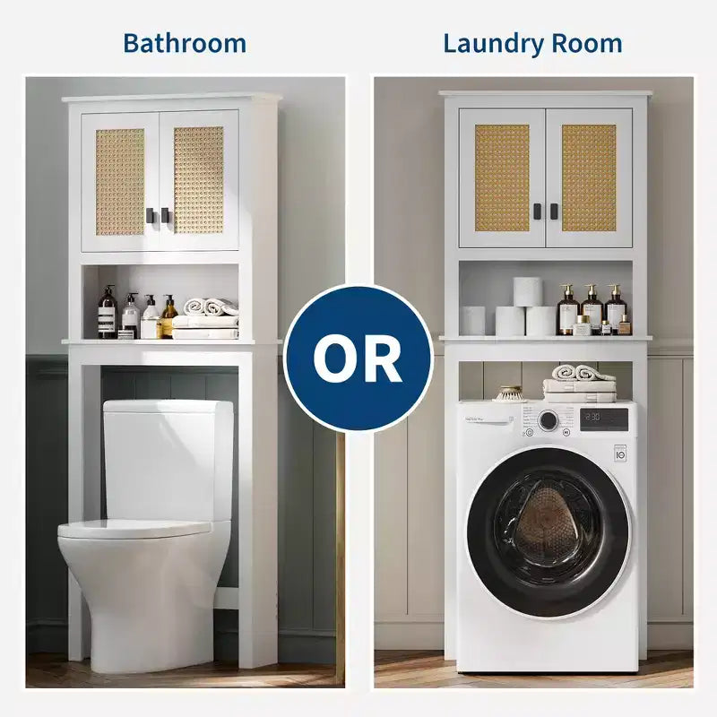 Over Toilet Storage Cabinet, Farmhouse Over Toilet Bathroom Organizer, Freestanding Wood Toilet Storage Cabinet with Adjustable Shelf, for Bathroom