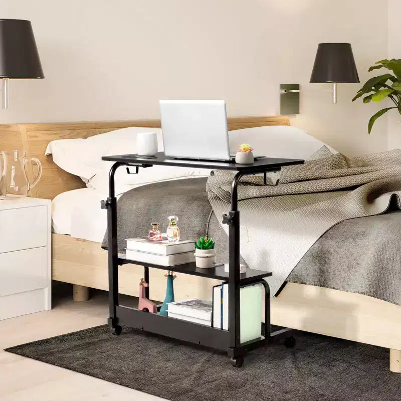 Karl Home Rolling & Height Adjustable Computer Desk Laptop Table Side Table End Table with with Charging Station, 2 USB Ports