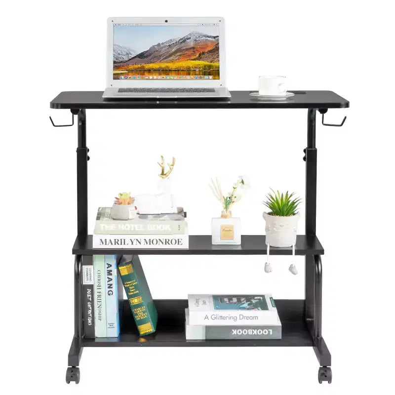 Karl Home Rolling & Height Adjustable Computer Desk Laptop Table Side Table End Table with with Charging Station, 2 USB Ports