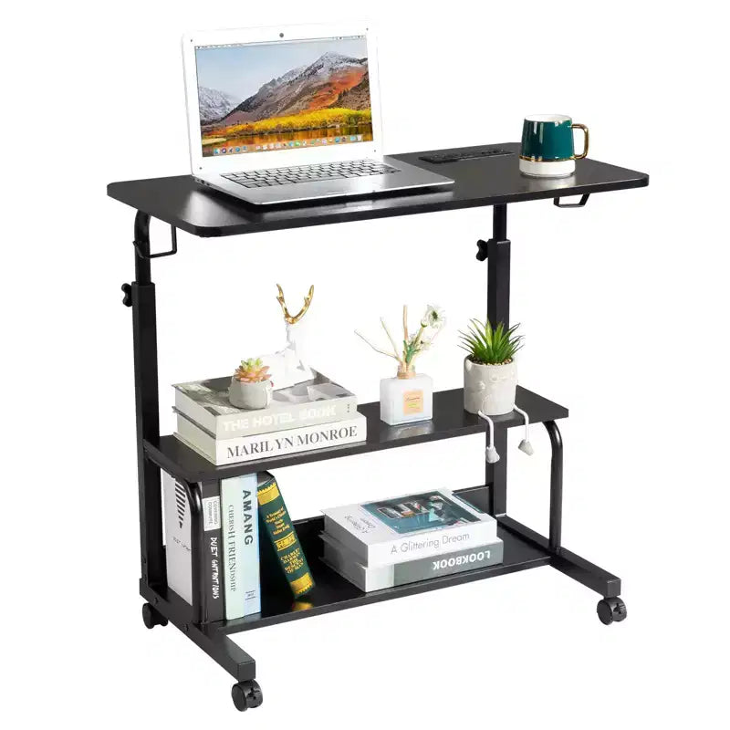 Karl Home Rolling & Height Adjustable Computer Desk Laptop Table Side Table End Table with with Charging Station, 2 USB Ports