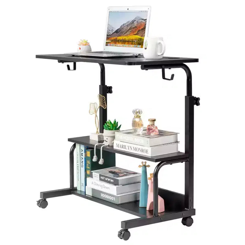 Karl Home Rolling & Height Adjustable Computer Desk Laptop Table Side Table End Table with with Charging Station, 2 USB Ports