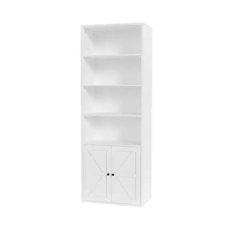 71.4 Tall Farmhouse 6-Shelf Wooden Bookcase with Doors, Industrial Display Storage for Bedroom, Living Room & Office