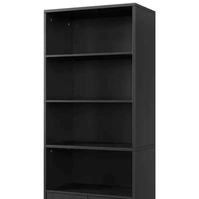 71.4 Tall Farmhouse 6-Shelf Wooden Bookcase with Doors, Industrial Display Storage for Bedroom, Living Room & Office