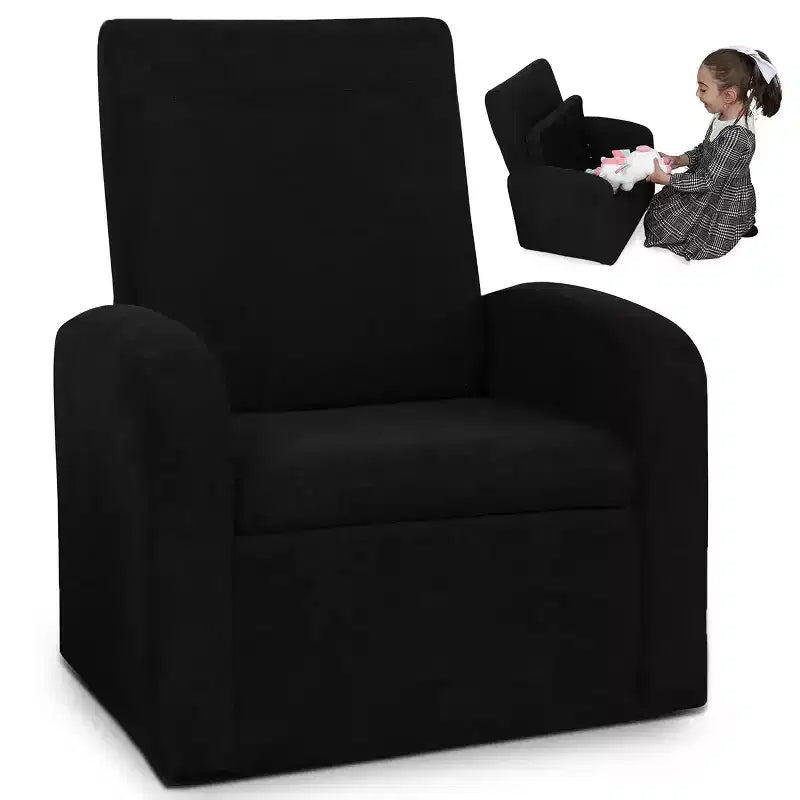 Stash Comfy Kids Sofa Chair Cute toddler chair with toy storage chest for boys and girls Black Uncaged Ergonomics