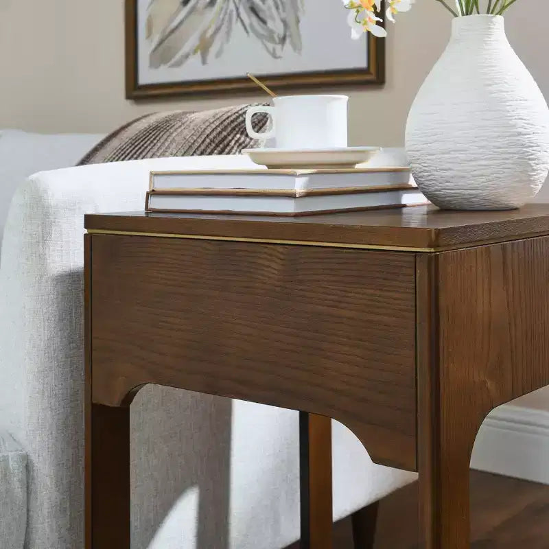 Table d'appoint GDFStudio Gorrath avec plateau relevable et étagère de rangement, style moderne du milieu du siècle