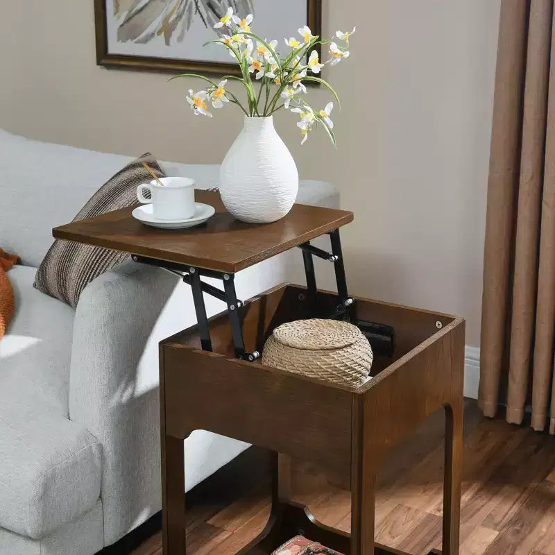 Table d'appoint GDFStudio Gorrath avec plateau relevable et étagère de rangement, style moderne du milieu du siècle