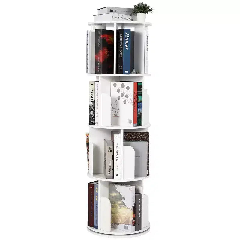 Tall 52 4-Tier Rotating Bookshelf  360 Spinning Wooden Storage Organizer for Bedroom, Corner Bookcase, For Home Office, Living Room & Small Spaces
