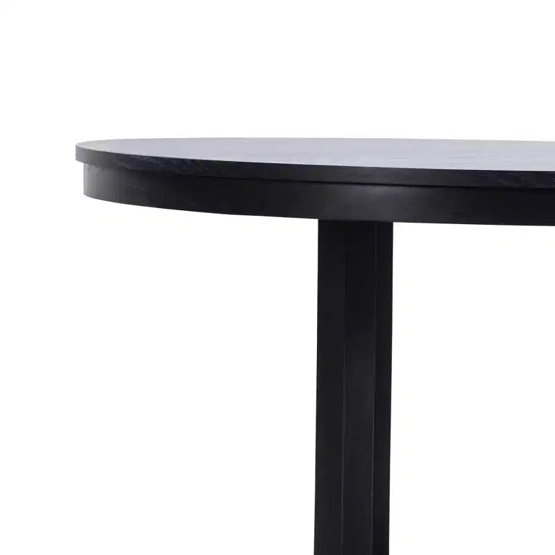 PexFix 52 x 52 Solid Wood Farmhouse Dining Table Round Wood Texture Top with Cross X Base for Modern Dining Rooms & Family Gatherings Black