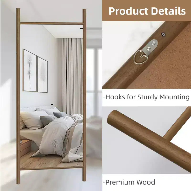 71x31 inch Solid Wood Ladder Rectangular Brown Full-length Mirror (without Bracket)