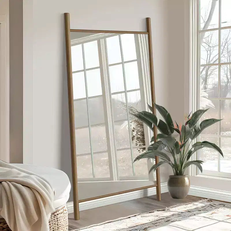 71x31 inch Solid Wood Ladder Rectangular Brown Full-length Mirror (without Bracket)
