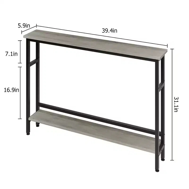 Slim Entryway Console Table - 2-Tier Narrow Side Table for Hallway & Living Room