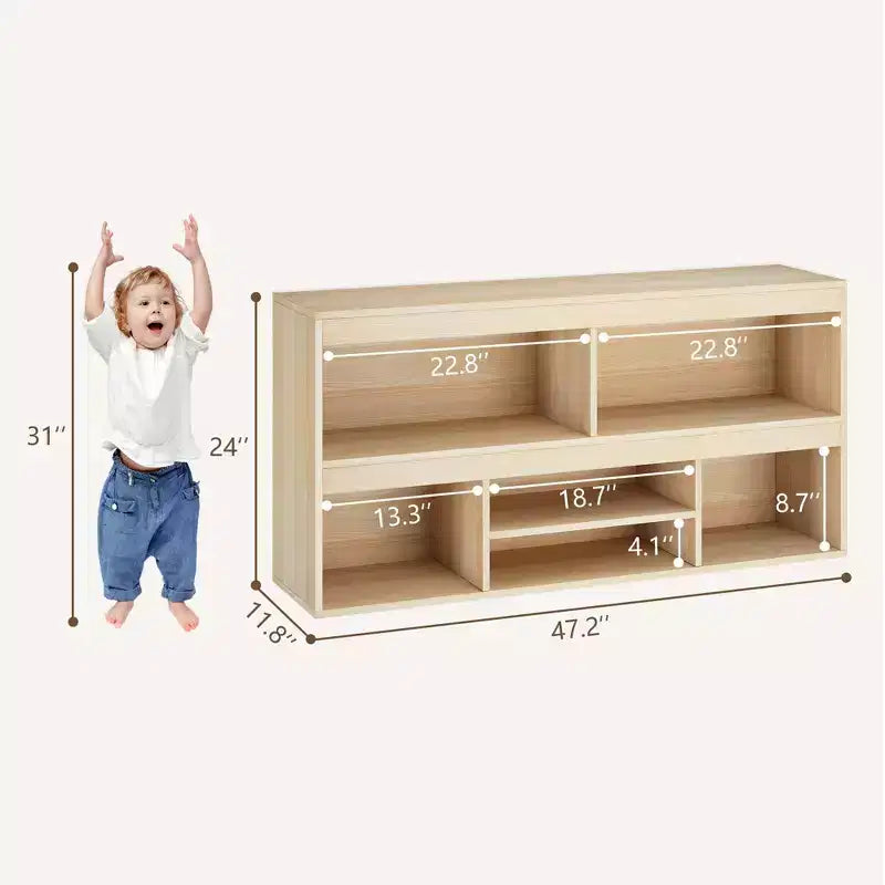 Kids Bookshelf with Drawer, Wooden Toy Storage Organizer, White Bookcase for Playroom, Classroom, Kids Room