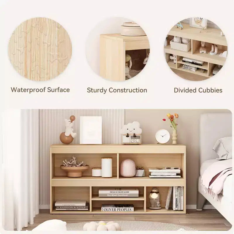 Kids Bookshelf with Drawer, Wooden Toy Storage Organizer, White Bookcase for Playroom, Classroom, Kids Room