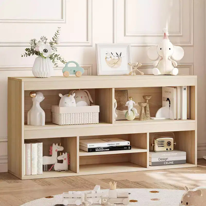 Kids Bookshelf with Drawer, Wooden Toy Storage Organizer, White Bookcase for Playroom, Classroom, Kids Room