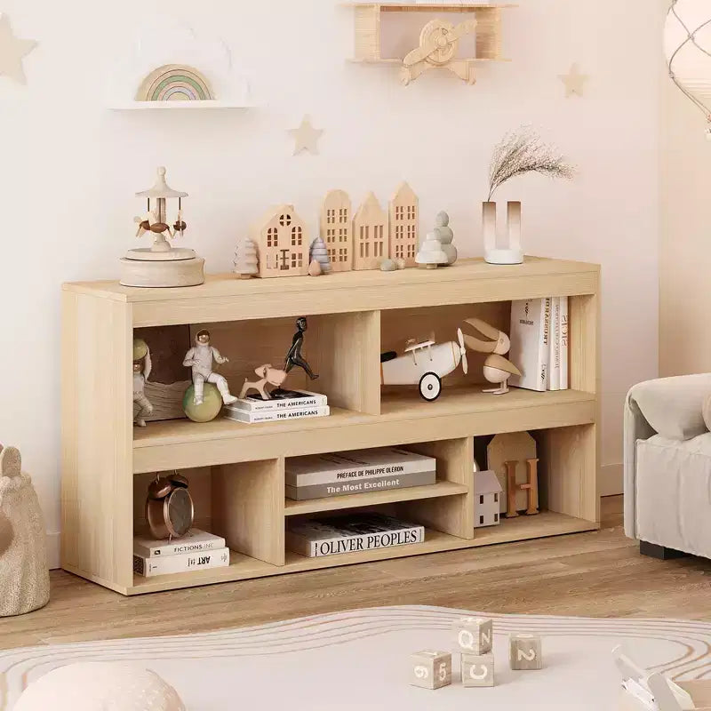 Kids Bookshelf with Drawer, Wooden Toy Storage Organizer, White Bookcase for Playroom, Classroom, Kids Room