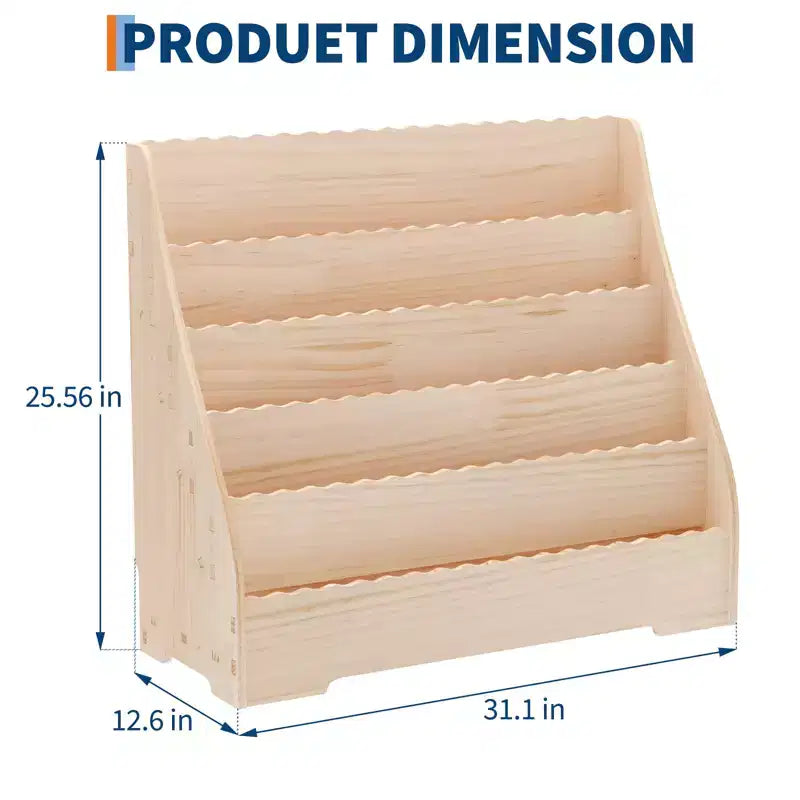 5-Tier Kids Bookshelf with Storage,Toddler Book Display Shelves, Book Rack, Multi-Functional Story Book Organizer, Painting Book Shelf for Kids Room