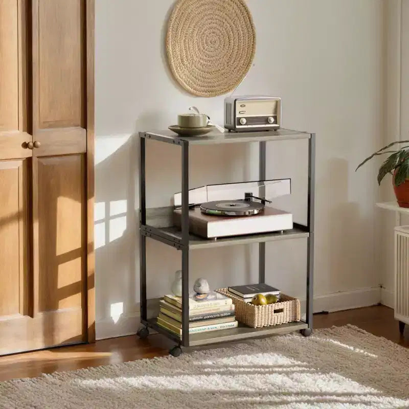 Karl Home 3-Tier Printer Stand P2 Particleboard Washed Gray Combo A+B 15.7x12x25.6 Inches