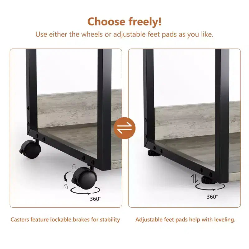 Karl Home 3-Tier Printer Stand P2 Particleboard Washed Gray Combo A+B 15.7x12x25.6 Inches
