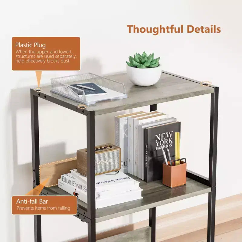 Karl Home 3-Tier Printer Stand P2 Particleboard Washed Gray Combo A+B 15.7x12x25.6 Inches