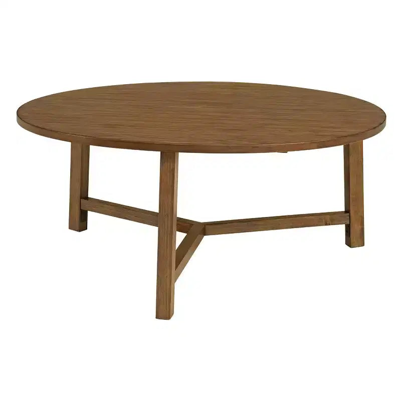 Alaterre Furniture Newbury 44-inch Round Coffee Table, Solid Wood Farmhouse Living Room Table, Pecan Finish