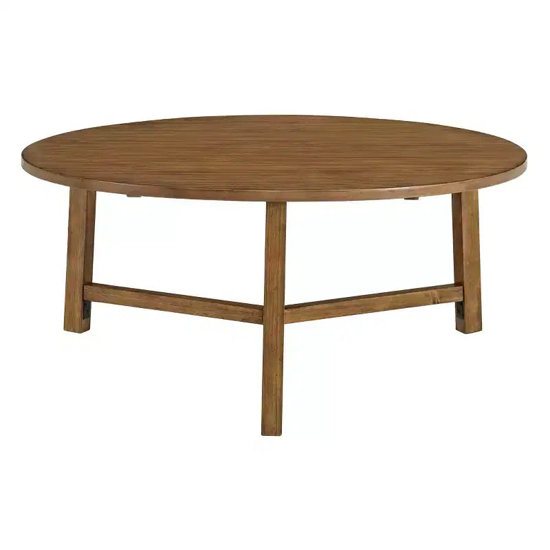 Alaterre Furniture Newbury 44-inch Round Coffee Table, Solid Wood Farmhouse Living Room Table, Pecan Finish