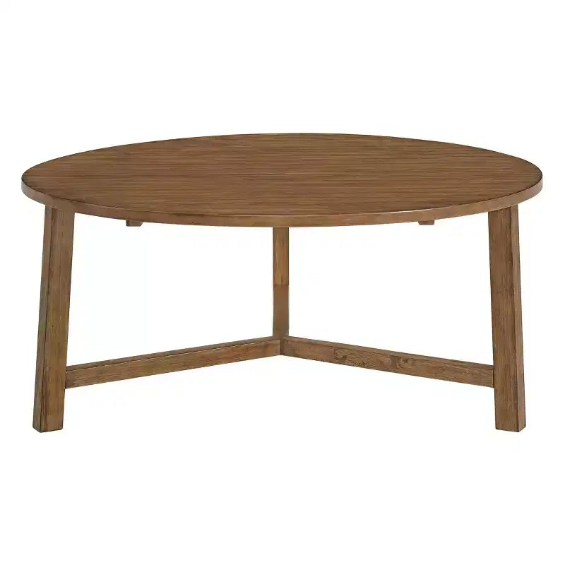 Alaterre Furniture Newbury 44-inch Round Coffee Table, Solid Wood Farmhouse Living Room Table, Pecan Finish