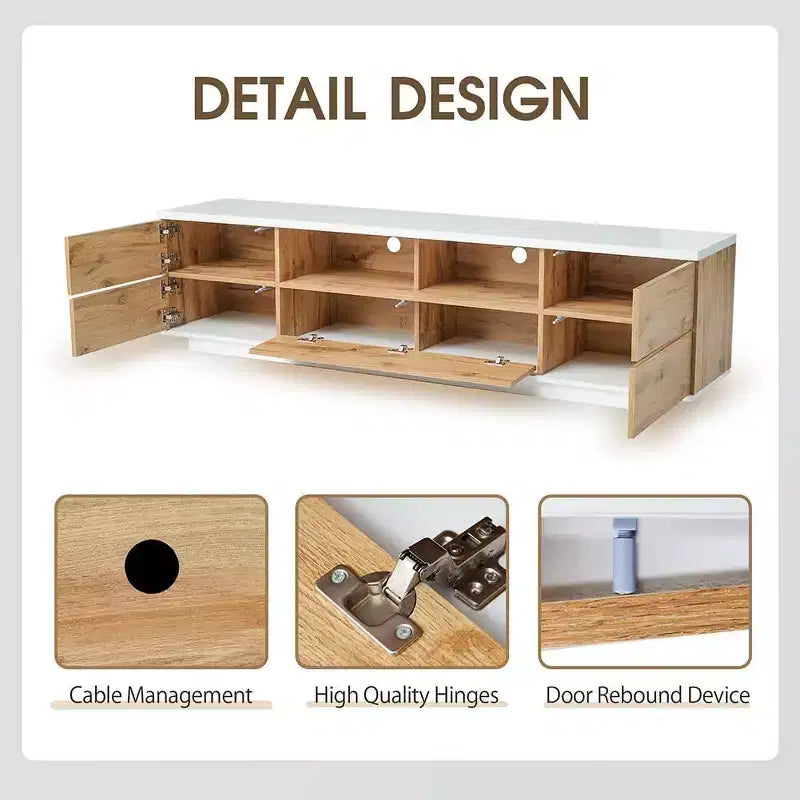 Modern TV Stand for TVs Up to 80'', Media Console with Multi-Functional Storage, Entertainment Center with Door Rebound Device, TV Cabinet