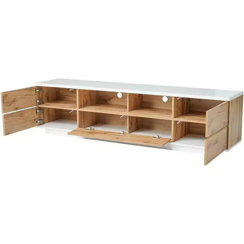Modern TV Stand for TVs Up to 80'', Media Console with Multi-Functional Storage, Entertainment Center with Door Rebound Device, TV Cabinet