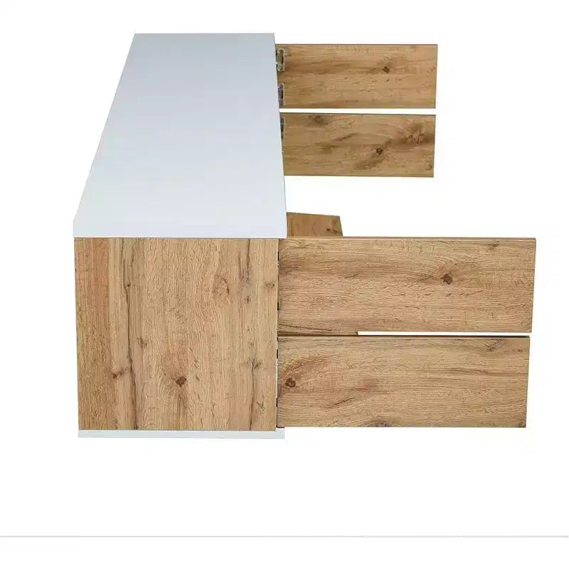 Modern TV Stand for TVs Up to 80'', Media Console with Multi-Functional Storage, Entertainment Center with Door Rebound Device, TV Cabinet