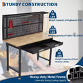 Acekool 48 Garage Work Bench with Pegboard, Power Outlet & Drawers - Heavy Duty Wooden Work Table for Workshop or Garage