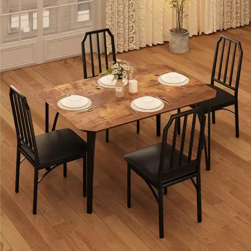 3/ 5 Pieces Dining Table Set for 2/ 4, Small Kitchen Table with Upholstered Chairs, Kitchen Table Chairs Set of 2/ 4, Ideal for Home