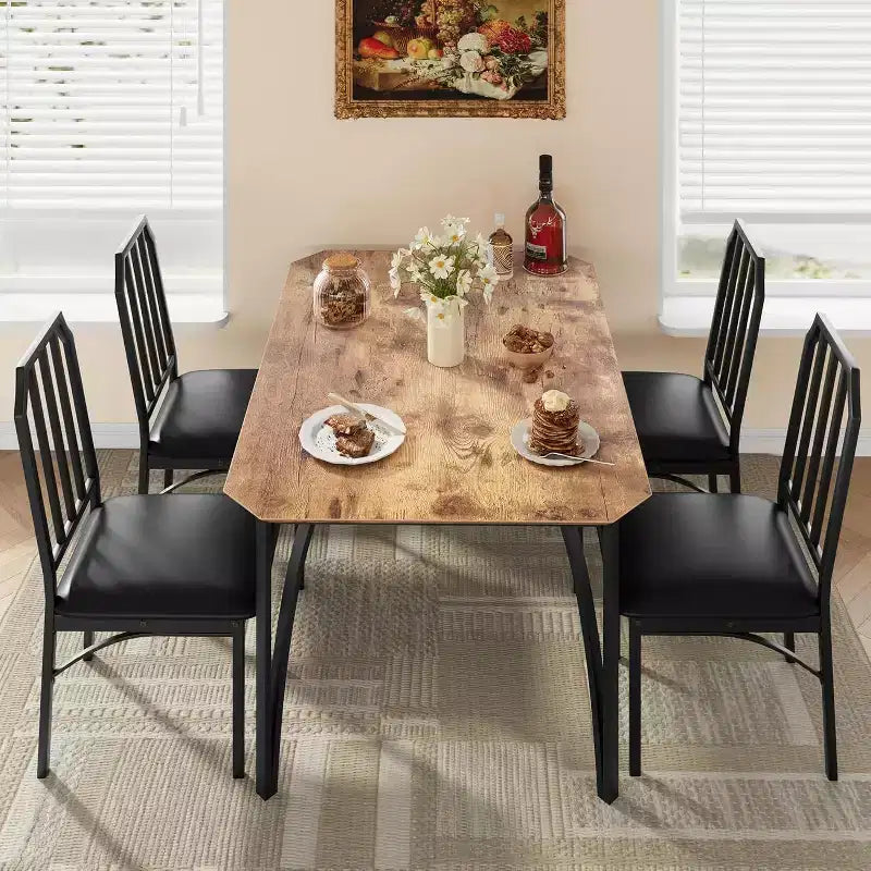 3/ 5 Pieces Dining Table Set for 2/ 4, Small Kitchen Table with Upholstered Chairs, Kitchen Table Chairs Set of 2/ 4, Ideal for Home
