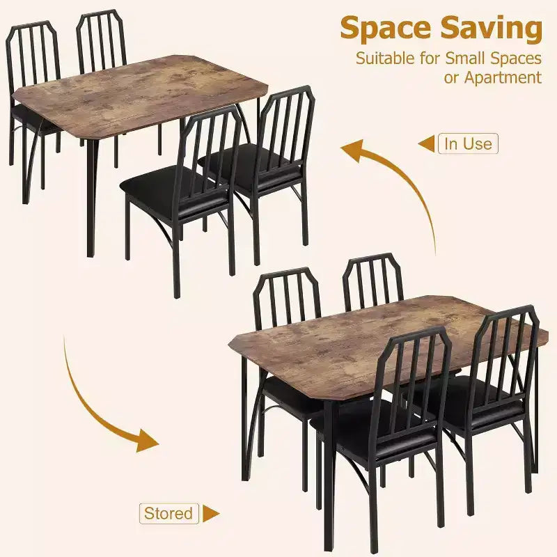 3/ 5 Pieces Dining Table Set for 2/ 4, Small Kitchen Table with Upholstered Chairs, Kitchen Table Chairs Set of 2/ 4, Ideal for Home