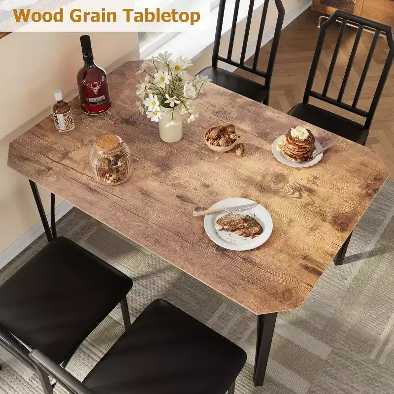 3/ 5 Pieces Dining Table Set for 2/ 4, Small Kitchen Table with Upholstered Chairs, Kitchen Table Chairs Set of 2/ 4, Ideal for Home