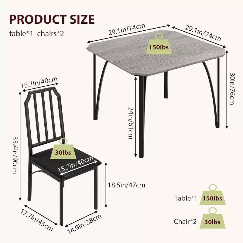 3/ 5 Pieces Dining Table Set for 2/ 4, Small Kitchen Table with Upholstered Chairs, Kitchen Table Chairs Set of 2/ 4, Ideal for Home