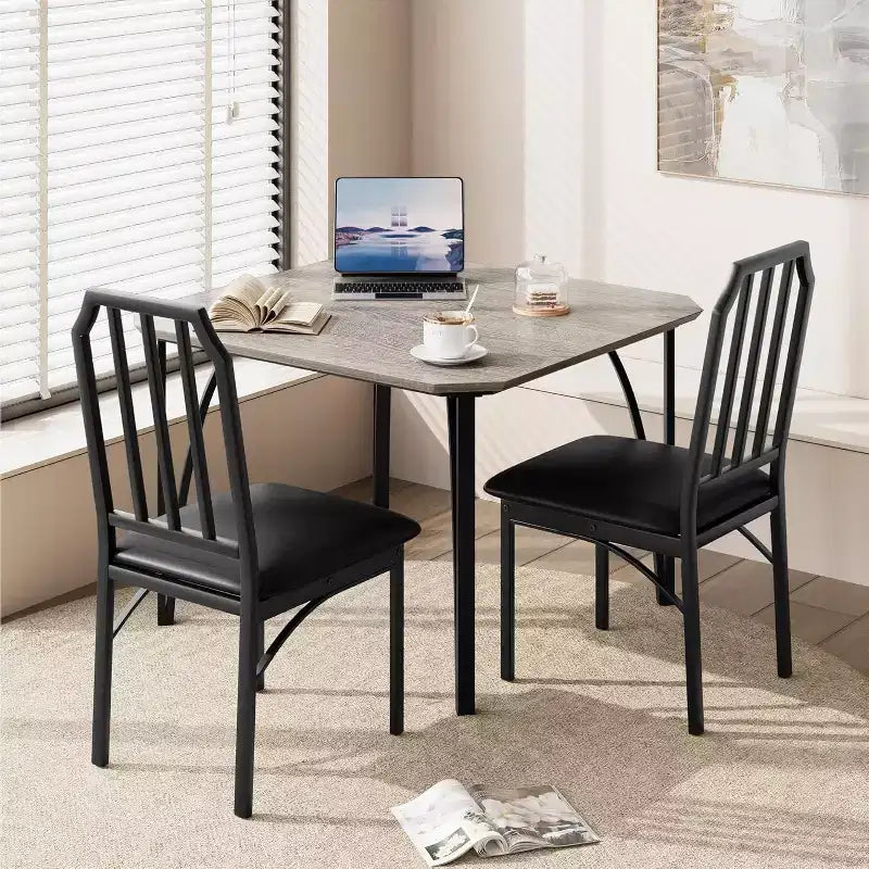 3/ 5 Pieces Dining Table Set for 2/ 4, Small Kitchen Table with Upholstered Chairs, Kitchen Table Chairs Set of 2/ 4, Ideal for Home