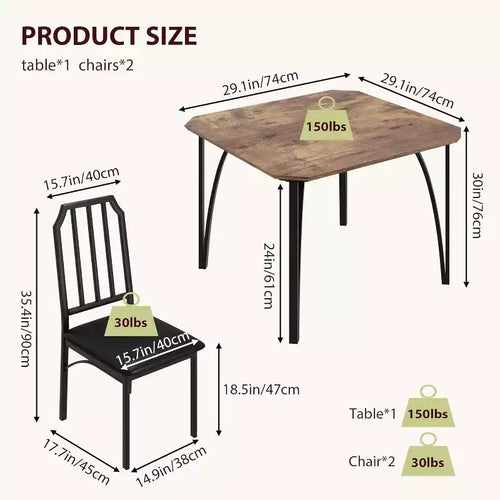 3/ 5 Pieces Dining Table Set for 2/ 4, Small Kitchen Table with Upholstered Chairs, Kitchen Table Chairs Set of 2/ 4, Ideal for Home