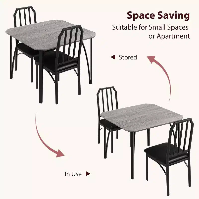 3/ 5 Pieces Dining Table Set for 2/ 4, Small Kitchen Table with Upholstered Chairs, Kitchen Table Chairs Set of 2/ 4, Ideal for Home