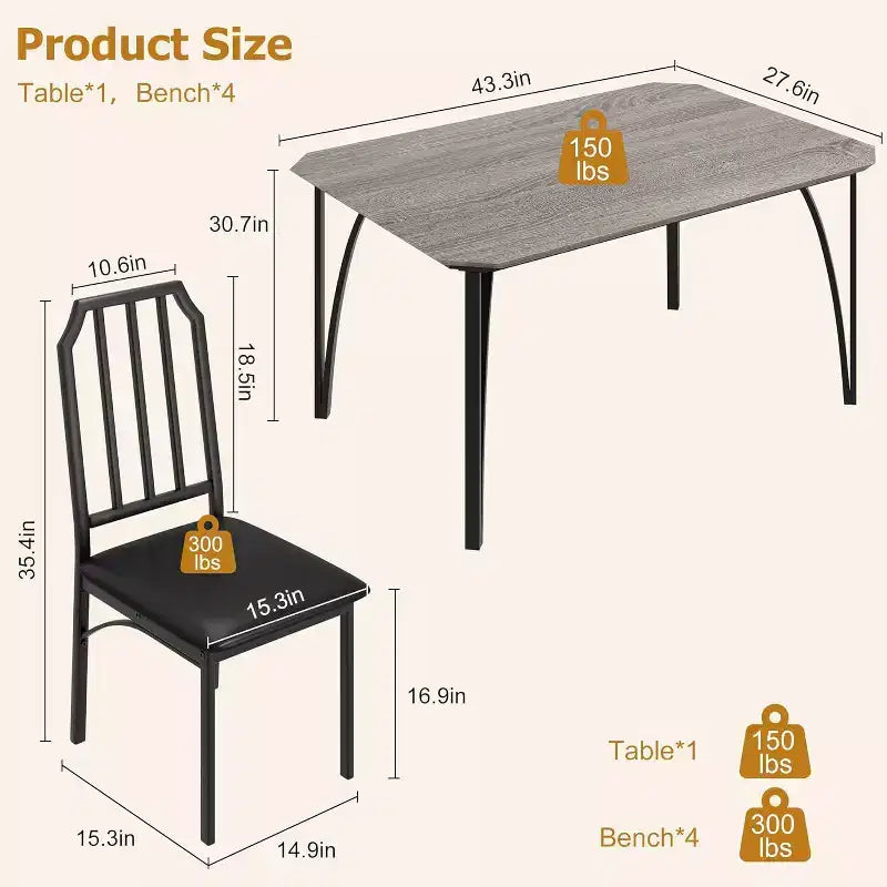 3/ 5 Pieces Dining Table Set for 2/ 4, Small Kitchen Table with Upholstered Chairs, Kitchen Table Chairs Set of 2/ 4, Ideal for Home