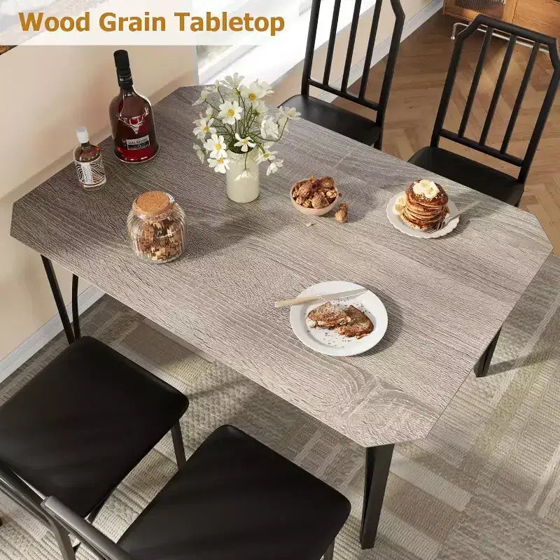 3/ 5 Pieces Dining Table Set for 2/ 4, Small Kitchen Table with Upholstered Chairs, Kitchen Table Chairs Set of 2/ 4, Ideal for Home