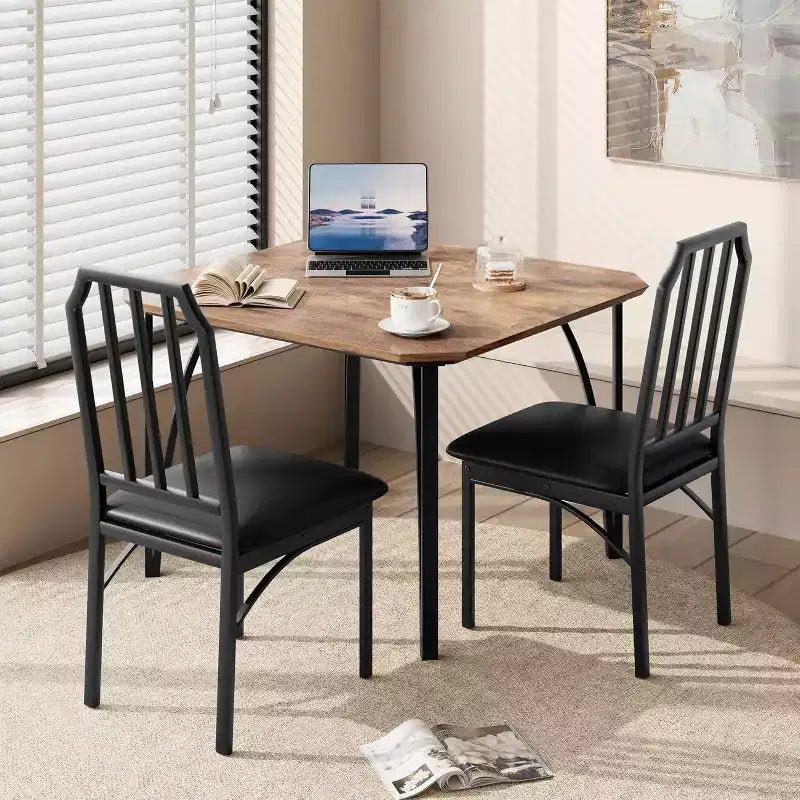 3/ 5 Pieces Dining Table Set for 2/ 4, Small Kitchen Table with Upholstered Chairs, Kitchen Table Chairs Set of 2/ 4, Ideal for Home