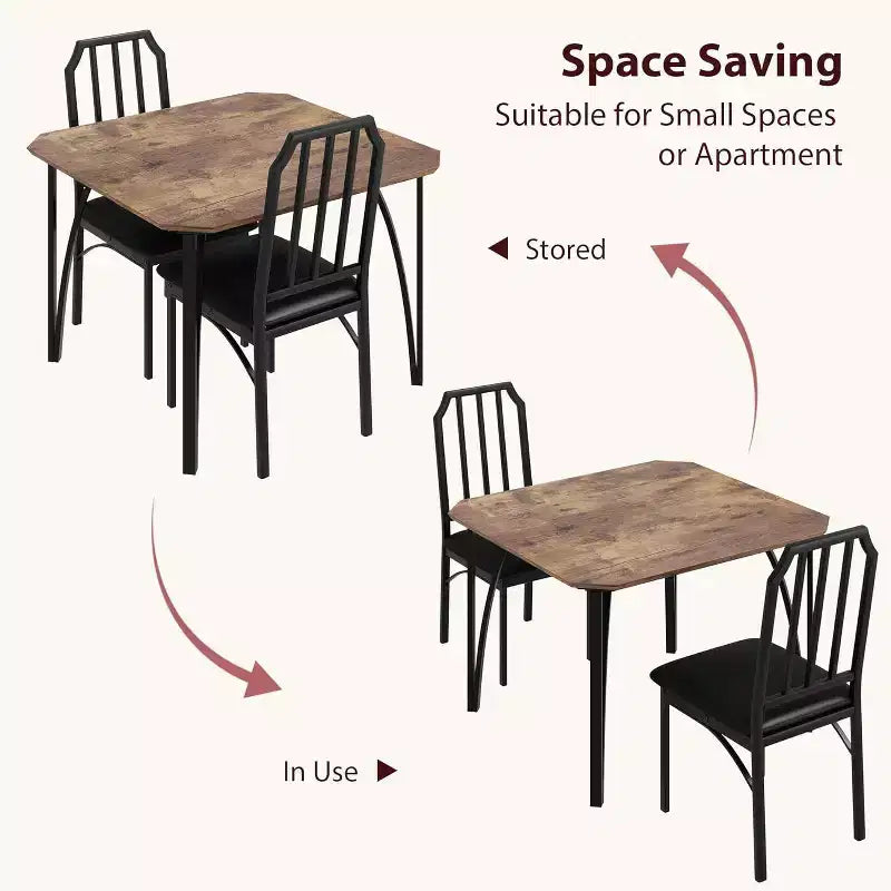 3/ 5 Pieces Dining Table Set for 2/ 4, Small Kitchen Table with Upholstered Chairs, Kitchen Table Chairs Set of 2/ 4, Ideal for Home