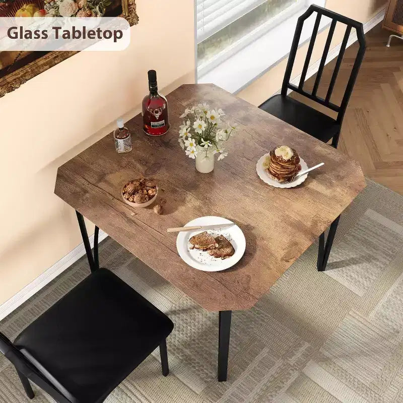 3/ 5 Pieces Dining Table Set for 2/ 4, Small Kitchen Table with Upholstered Chairs, Kitchen Table Chairs Set of 2/ 4, Ideal for Home