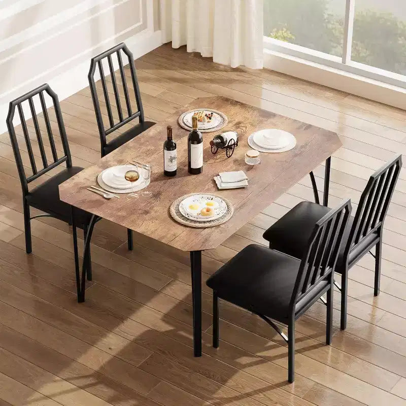 3/ 5 Pieces Dining Table Set for 2/ 4, Small Kitchen Table with Upholstered Chairs, Kitchen Table Chairs Set of 2/ 4, Ideal for Home