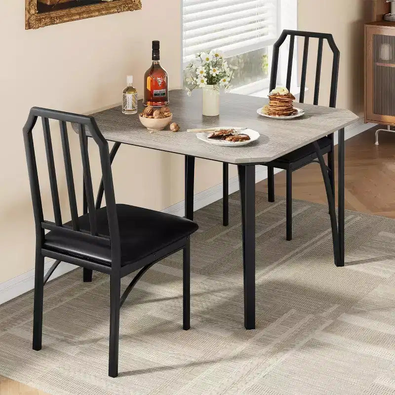 3/ 5 Pieces Dining Table Set for 2/ 4, Small Kitchen Table with Upholstered Chairs, Kitchen Table Chairs Set of 2/ 4, Ideal for Home