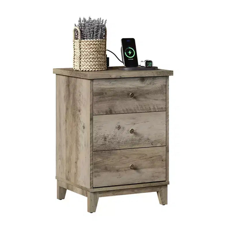 Karl Home 3-Drawer Gray Particle Board 17.72in. W Nightstands