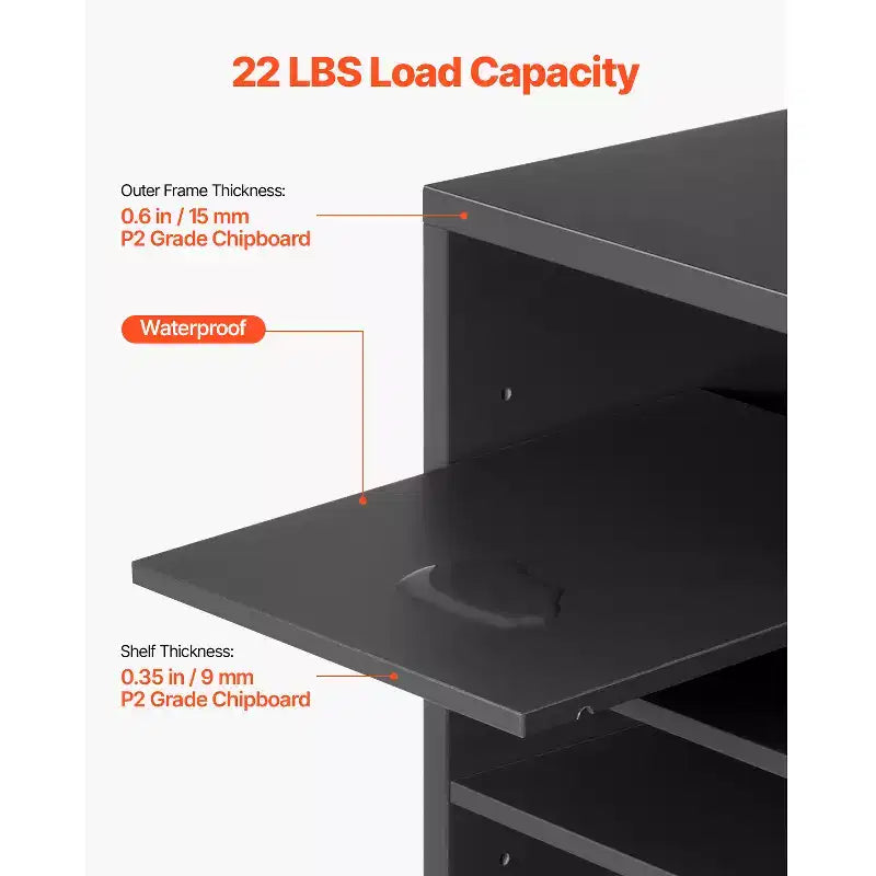 VEVOR Literature Organizer, 24 Compartments Office Mailbox with Adjustable Shelves, Wooden Mailbox Sorter Medium Density Fiberboard, Grey
