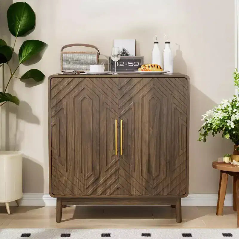 31 Sideboard Buffet Cabinet, Accent Coffee Bar Cabinet with Adjustable Shelf, Entryway Console Table, Floor Cupboard Cabinet for Kitchen Living Room